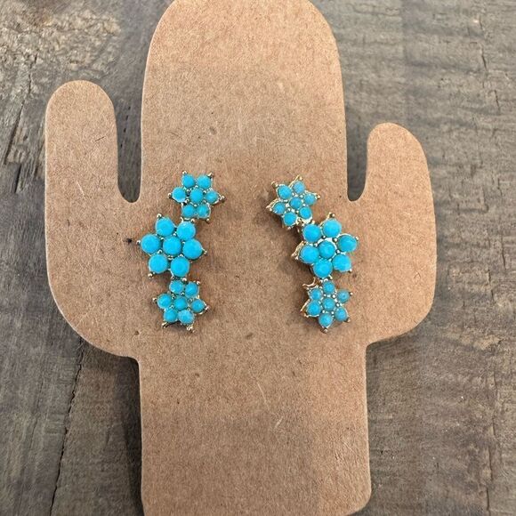 Turquoise Floral Earrings - Picture 3 of 3